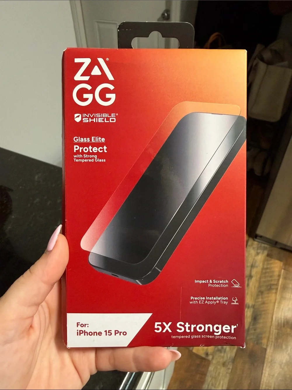 InvisibleShield Glass Elite Screen Protector for iPhone 15 Pro - Red Packaging